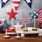 5 Pcs 4th of July Tabletop Centerpiece Standing 3D Star Decor Wood Patriotic Sign Block Fabric Ornaments Rustic Fourth of July Independence Day Crafts for American Festival Party Home Decoration